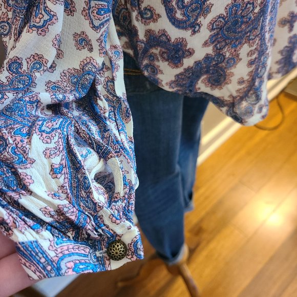 NWT Luck Brand Paisley Button Front Blouse - Picture 10 of 12